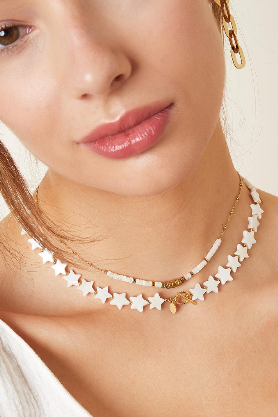 Necklace shell stars - Beach collection White Gold Color Sea Shells Picture4